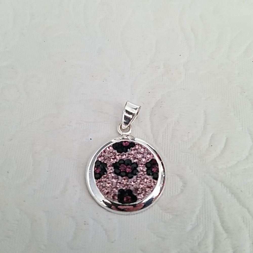 Lovely Sterling 925 Pink Flower Design Pendant